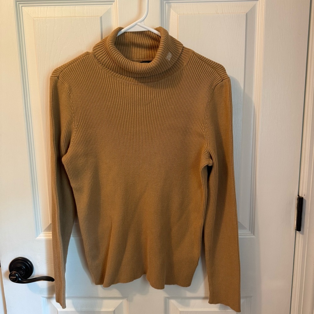 Ralph Lauren Women’s Camel Tan Turtleneck Sweater Knit Classic Large